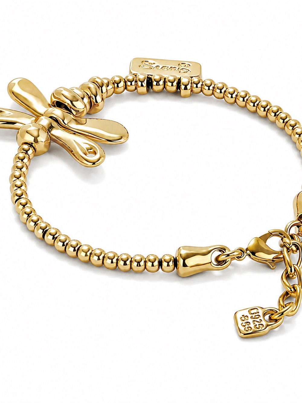 Gold Dragonfly Bead Stretch Bracelet by Uno De 50 - Women Jewelry - Picture 2 of 4